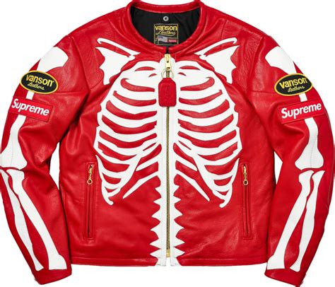 supreme red skeleton jacket replica|supreme vanson bones jacket.